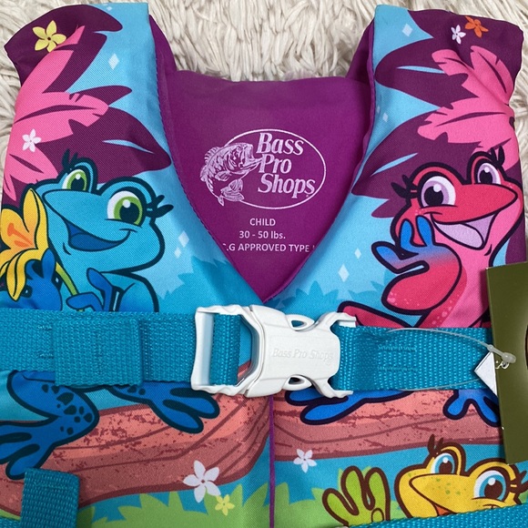 🎉3X HP🎉 Bass Pro Shops Child Deluxe Character Vest 💗 Aqua Purple & Green - Picture 4 of 11
